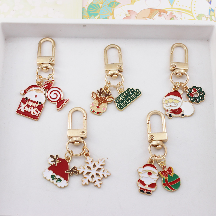 Christmas Keychain Cute Creative Elk Airpods Pendant U Disk Anti-loss Bag Zipper Buckle Accessories