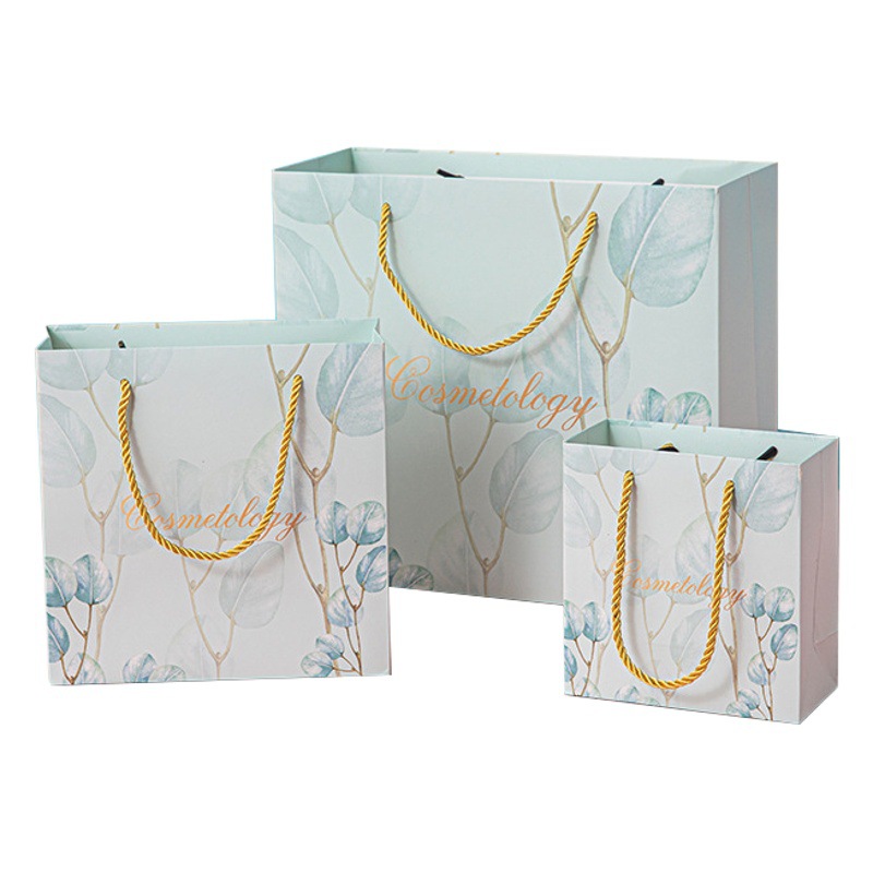 Spot Ins Style Blue Paper Bag Cross-Border Packaging Bag Holiday Gift Bag Clothing Handbag Cosmetics Gift Bag