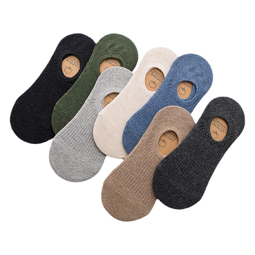 Men's Spring and Summer Solid Color Shallow Non-slip Silicone Invisible Socks Men's Cotton Socks Casual Socks