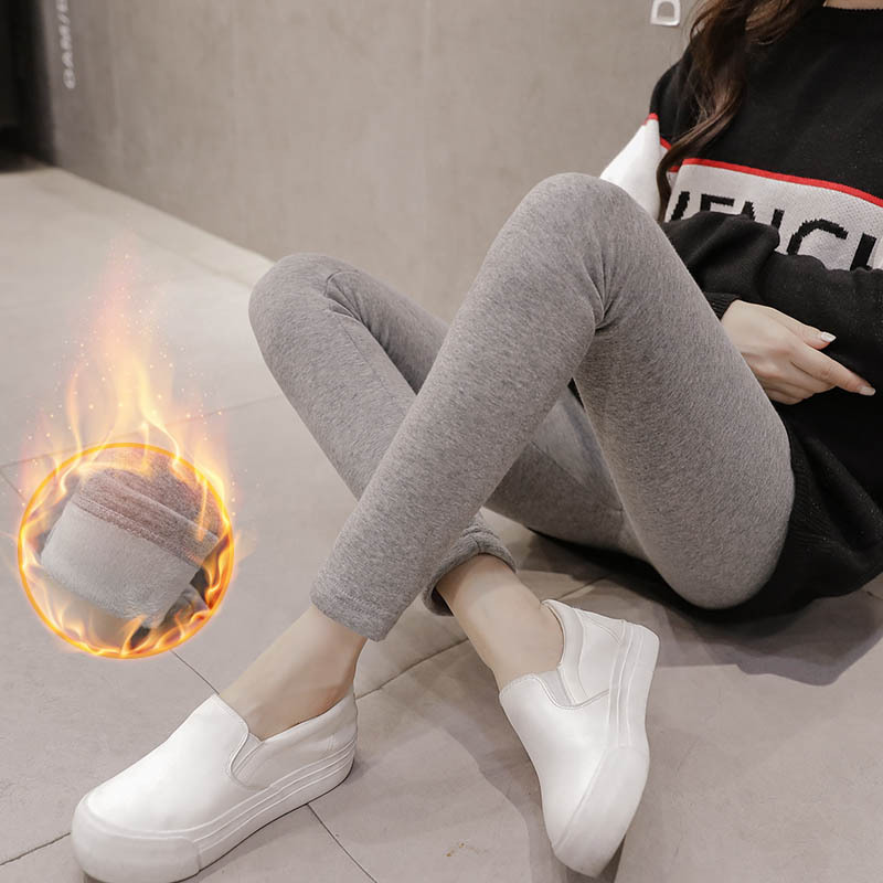 Picture of in stock Pregnant Women's Leggings Autumn and Winter fleece-lined Thickened Silver Fox Velvet Pants Leggings Abdominal Pants Pregnant Women's Pants Trendy Pants
