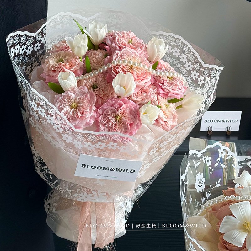 Lace Gauze Cellophane opp Film Waterproof High Transparent Flower Bouquet Wrapping Paper Flower Shop Floral Flower Wrapping Material