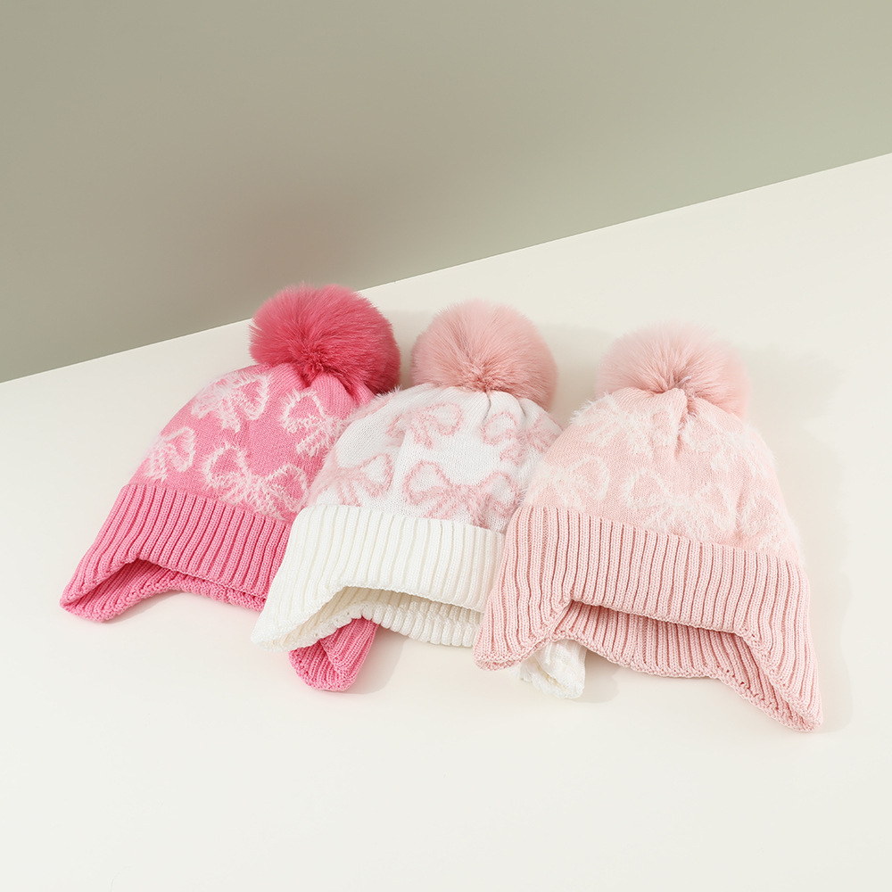 Amazon Butterfly Festival Children's Hat Winter Knitted Hat for Boys and Girls Ear Warm Wool Hat fleece-lined Cap