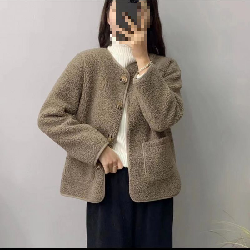 Picture of Cross-border round neck lamb wool coat women 2024 new autumn new Korean version of loose little lamb trend