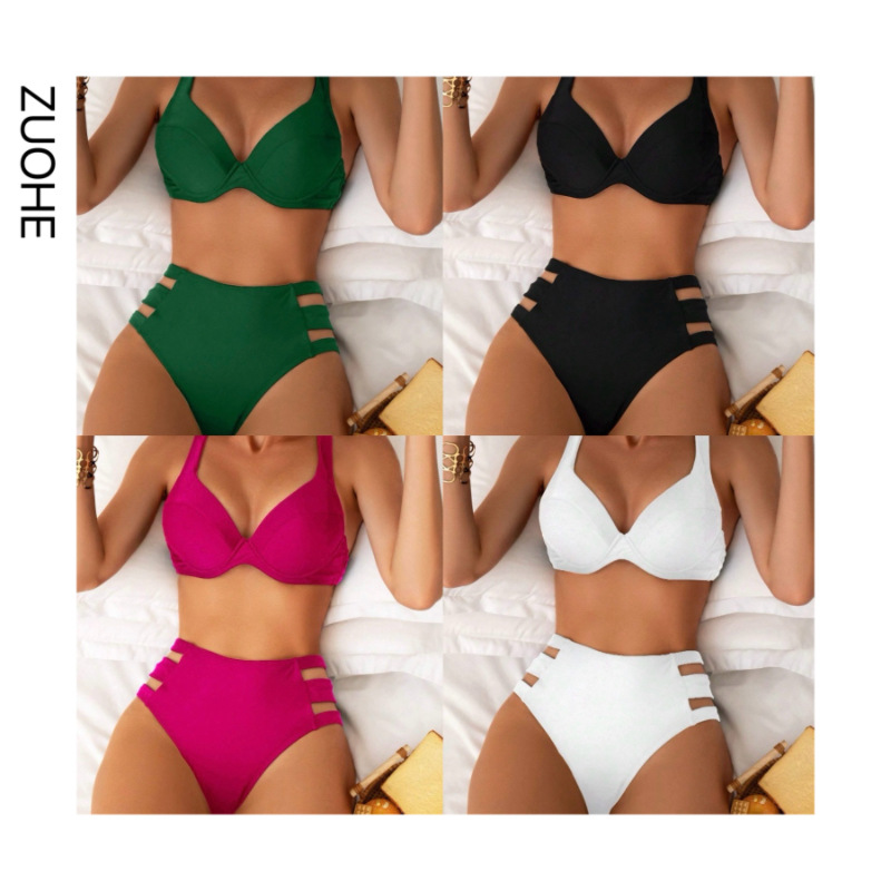 Dongshengda Clothing 2025 European and American Sexy Hard Cup Sexy High Waist Bikini Women's Swimsuit Cross-border Bikini Set