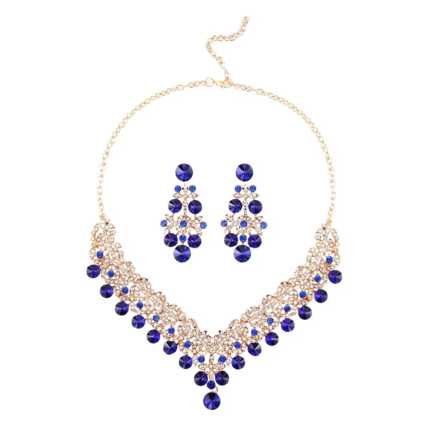 Elegant bridal necklace earrings zircon wedding accessories suit wedding dress evening dress accessories wedding banquet jewelry
