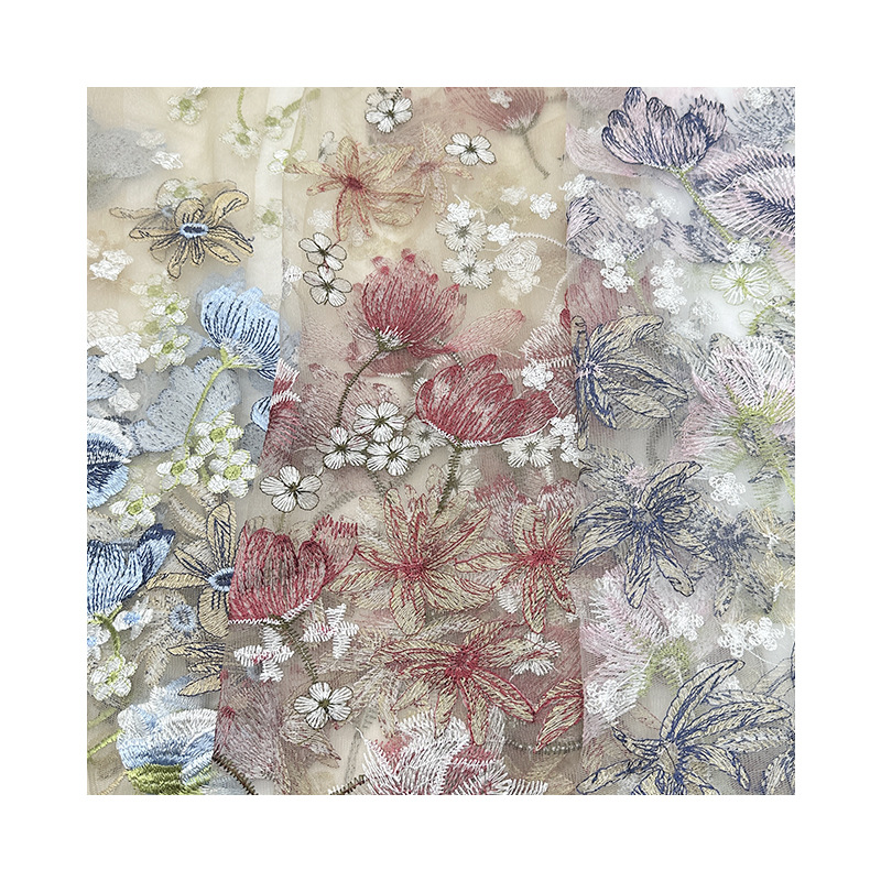 Picture of Three-dimensional Lotus Water-soluble Embroider Mesh Fabric Multi-color Embroider Cross-border Heavy Embroider Fashion Dress Dress Fabric