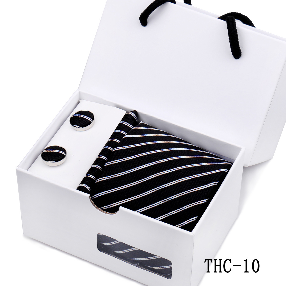 Picture of Men's Tie High Sense Gift Box 3 Pieces suit Business Dress Wedding Plaid Red Black Long Tie Shengzhou