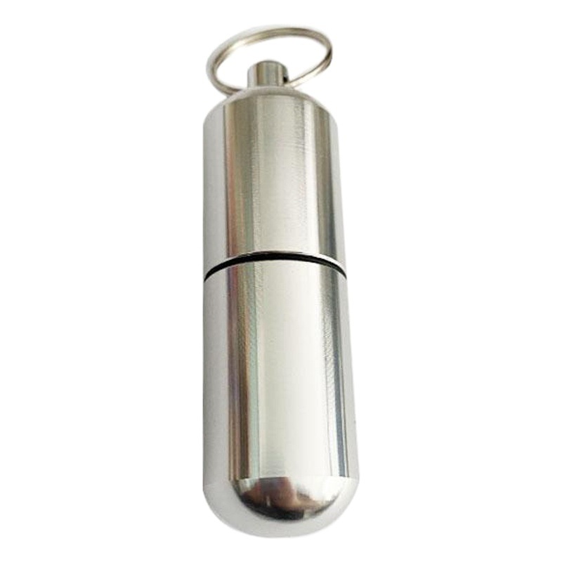 Small Portable Keychain Aluminum Alloy Cartridge Waterproof Sealed Metal Aluminum Jar Round Medicine Box Bottle