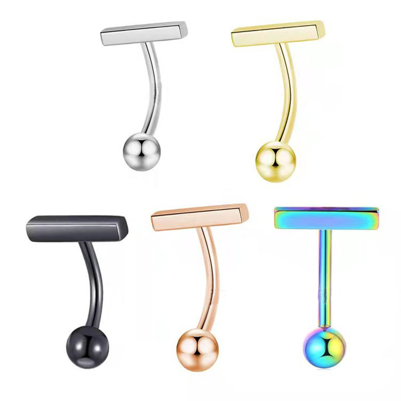 Picture of Stainless steel T-shaped belly button ring belly button nail puncture jewelry 2022 new belly button nail wholesale