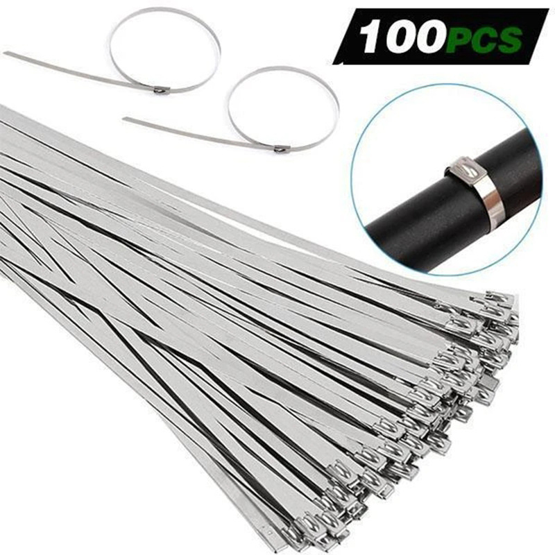 50 independent bags of metal stainless steel cable ties 304 multi-purpose locking cable ties