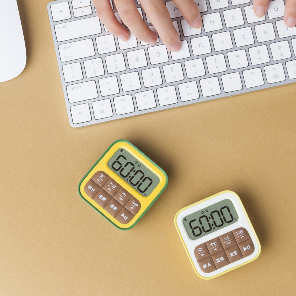 Picture of New fruit mini timer kitchen time management children learning planning mute alarm clock magnetic wall hanging