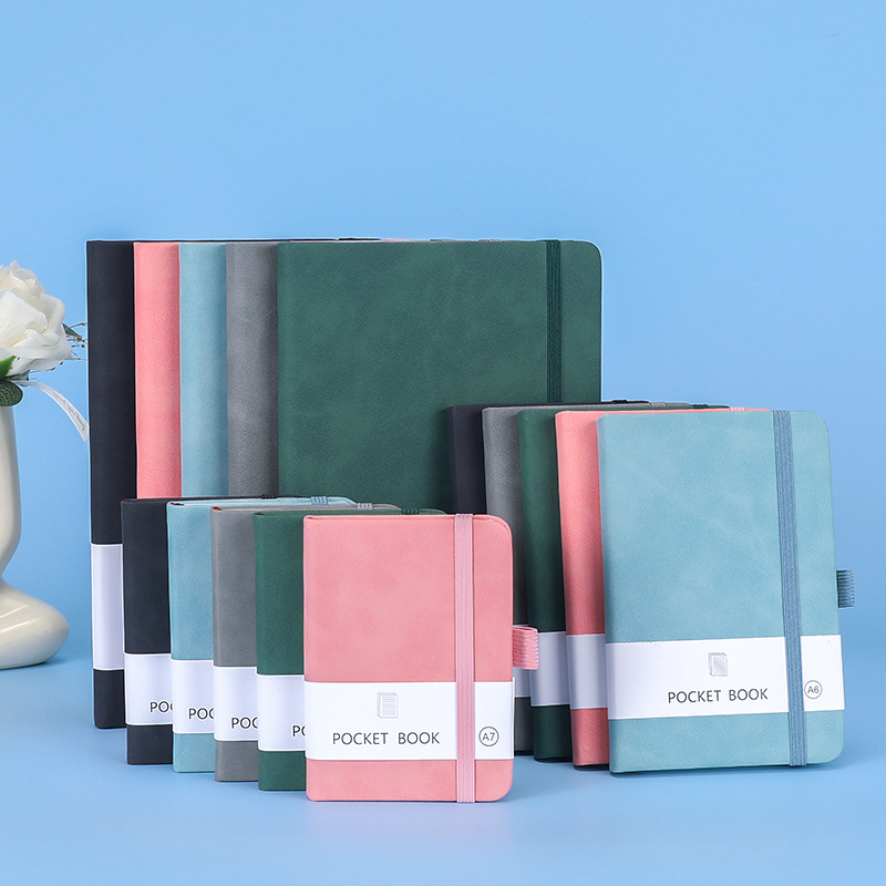 Pu Leather Strap Notebook Custom A6 Pocket Notebook Office Planner Skin-Feel Leather Student Diary with Strap High Aesthetic Value