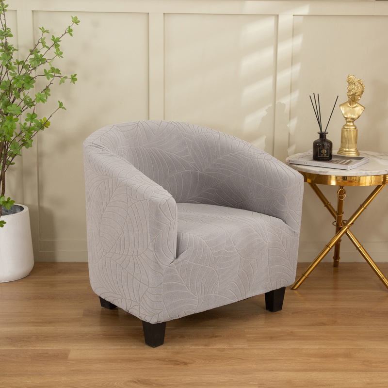 Picture of Cross-border Solid Color Leaf Jacquard Sofa Cover Full-package Semi-circular Cafe Chair Cover Internet Cafe Hotel Sofa Chair Cover