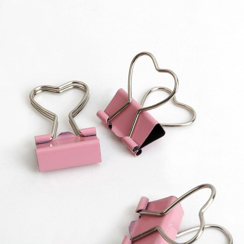 Picture of Zhengqi hardware production pink girl heart-shaped long tail clip office correction Bill file small clip sealing clip
