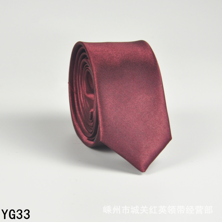 Picture of Solid color tie men's casual 5cm Korean style artificial silk narrow tie for workplace wedding business administrative wholesale