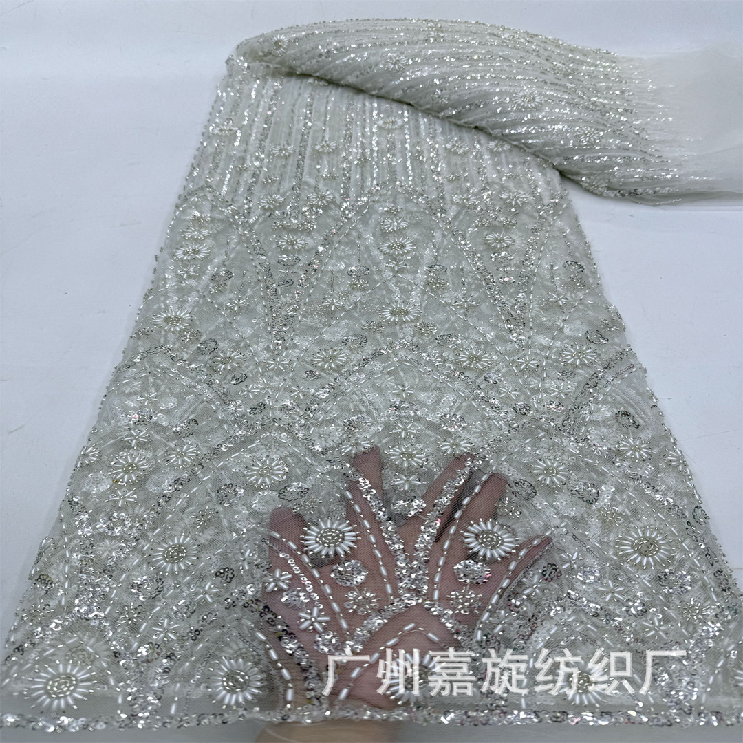 Whole Wedding Dress Fabric Beads Small Flower Beads Tube Sequins Lace Mesh Fabric Hat Sari Wedding Dress Accessories