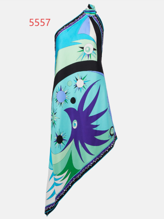 Independent Station New Summer European and American Sexy Halterneck Backless Printed Satin Holiday Beach Dress for Women