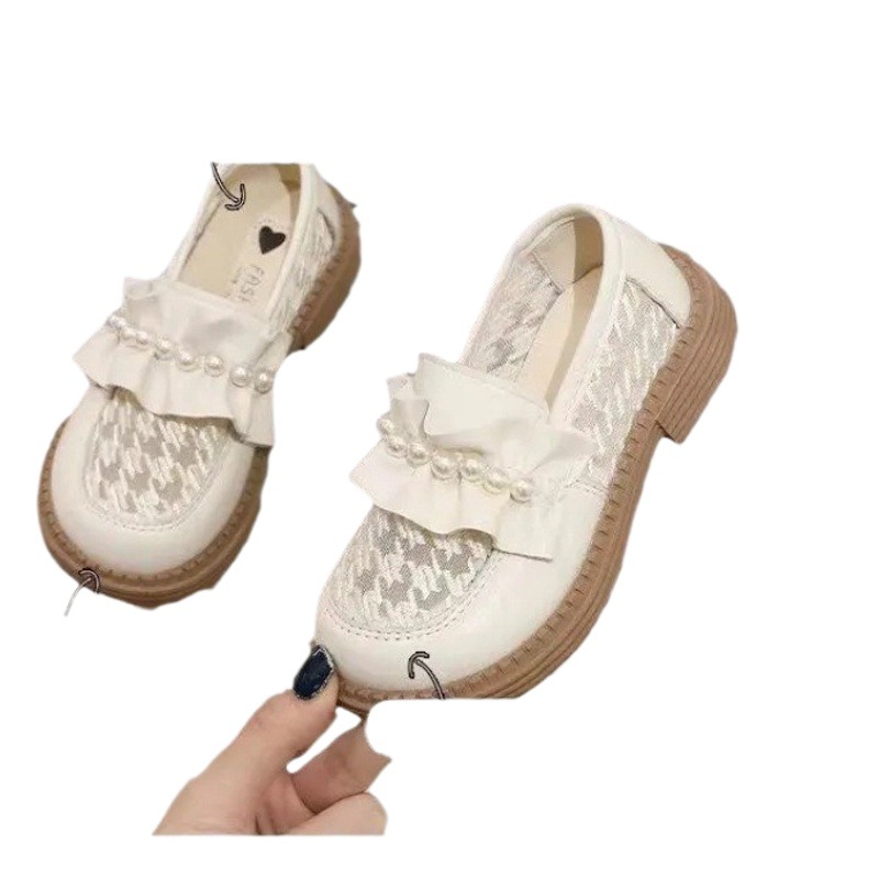 2025 Spring and Summer New Girls' Leather Shoes Big Children's Dance Shoes Soft-soled Princess Shoes Mary Jane Fashionable Internet Celebrated Leather Shoes
