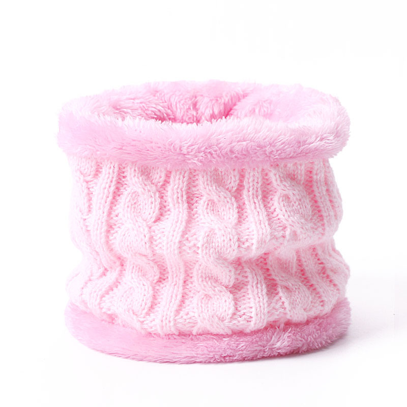 Picture of Winter Children's Neck Hat Two-Piece Pompom Baby Baby Knitted Hat Warm Wool Fleece-Lined Thickened Neck Set