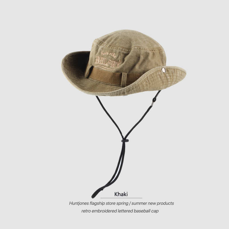 Picture of Japanese ins White Rose Pink Embroidered Fisherman Hat Children's Summer Sunshade Sunscreen Hat Outdoor Camping Hiking Hat