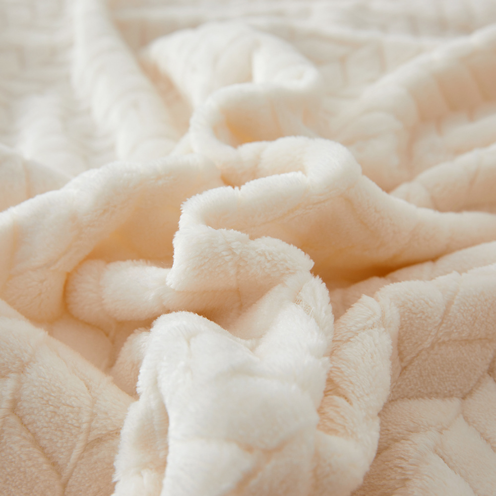 Picture of Barley Ear Cross-border in stock Solid Color Jacquard Blanket Coral Fleece Flannel Blanket Thickened Blanket Gift Blanket Foreign Trade