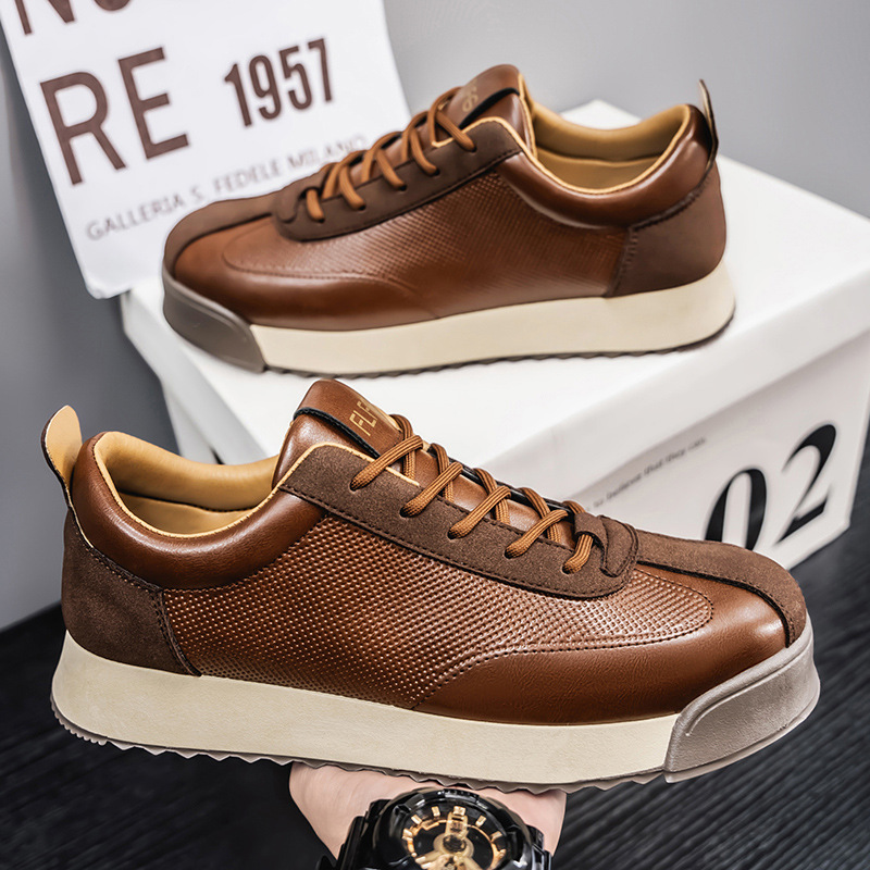 Men's Shoes 2025 Spring and Autumn New Black Sneakers Work Casual Leather Shoes Low-top Fashion Men's Sports Labor Shoes