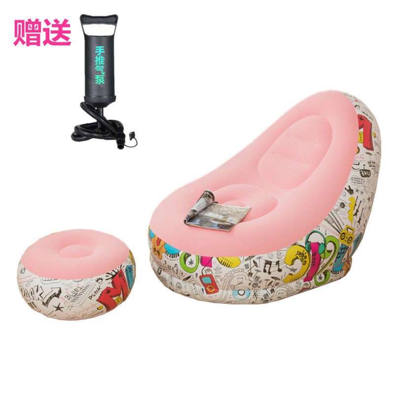 Picture of Cross-border Spot Thickened Flocking Inflatable Sofa Lazy Sofa Internet Celebrity Single Comfortable Sofa Nap Recliner Creative