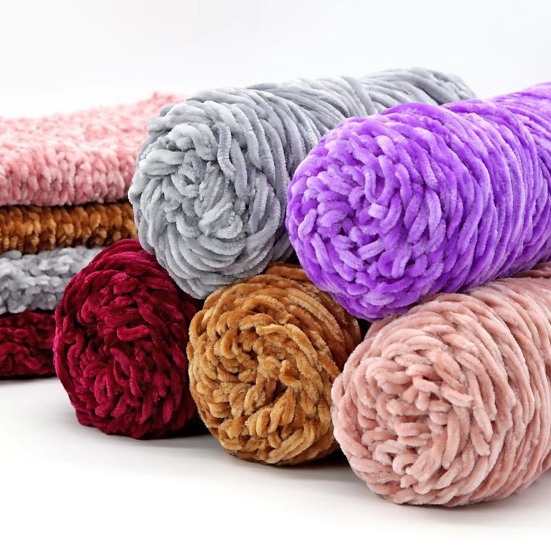 Gold Velvet Wool Ball Wholesale Chenille Handmade DIY Knitted Scarf Violent Bear Material Bag Crochet Hook Slippers