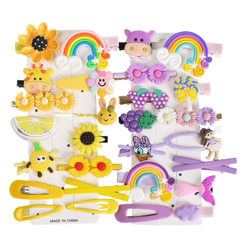 Children's Hairpin New 14-piece Set Hairpin Girls Baby Candy Bangs Clip Little Girl's Headwear Edge Clip Broken Hairpin