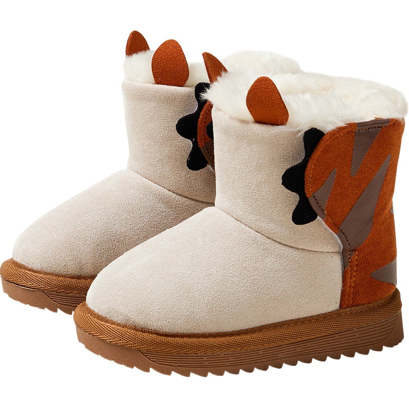 Happy Mary Children's Snow Boots 2024 Winter New Style Plush Warm Boys' Toddler Shoes Girls' Children's Cotton Boots