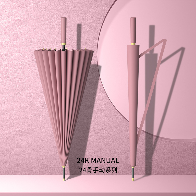 Picture of 24-bone umbrella automatic umbrella large oversized factory large wholesale straight rod long handle umbrella sunny and rainy dual-use printed logo