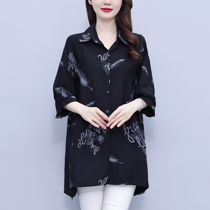 Picture of plus size Women's 2025 Summer Short-sleeved New Fashion Stylish Small Shirt Printed Shirt Elegant Top Shirt