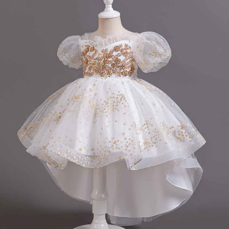 Girls' High-end Dress Dress Summer Dress Flower Girl Wedding Princess Dress European and American Children's catwalk Piano Performance Dress