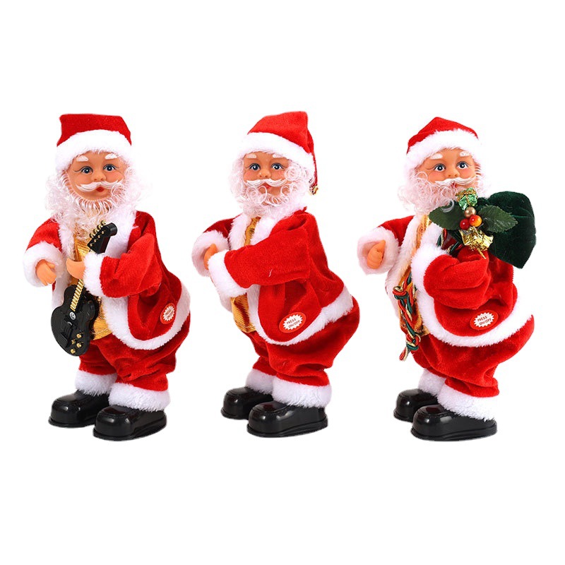 Picture of Cross-border Electric Santa Claus shaking hip playing guitar with music Christmas little old man decorations Doll Gift