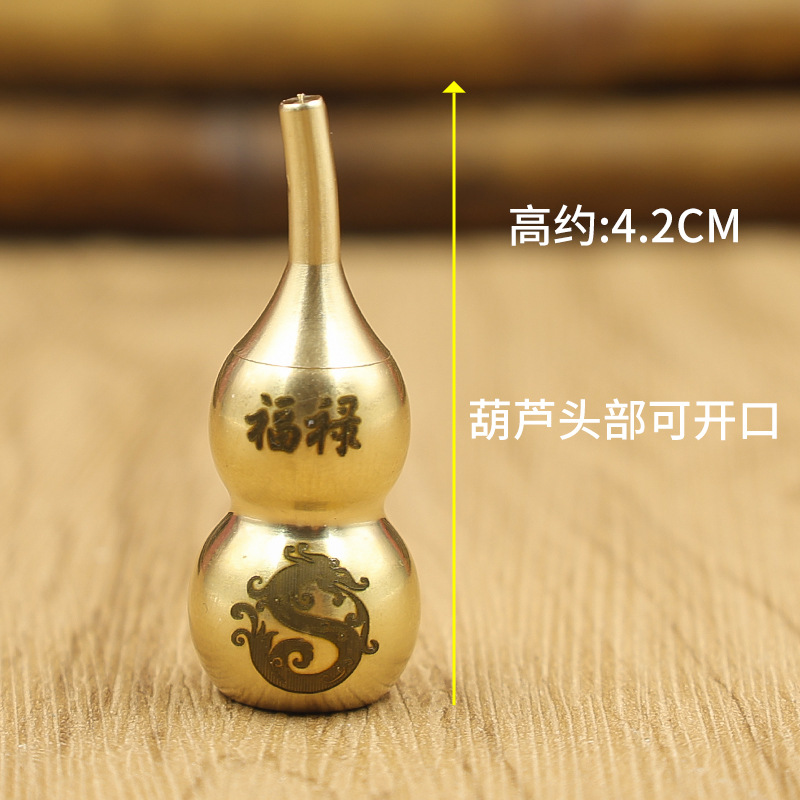 Picture of Spot copper gourd wholesale small open pure copper gourd hollow five Emperor money large gossip fortune copper gourd