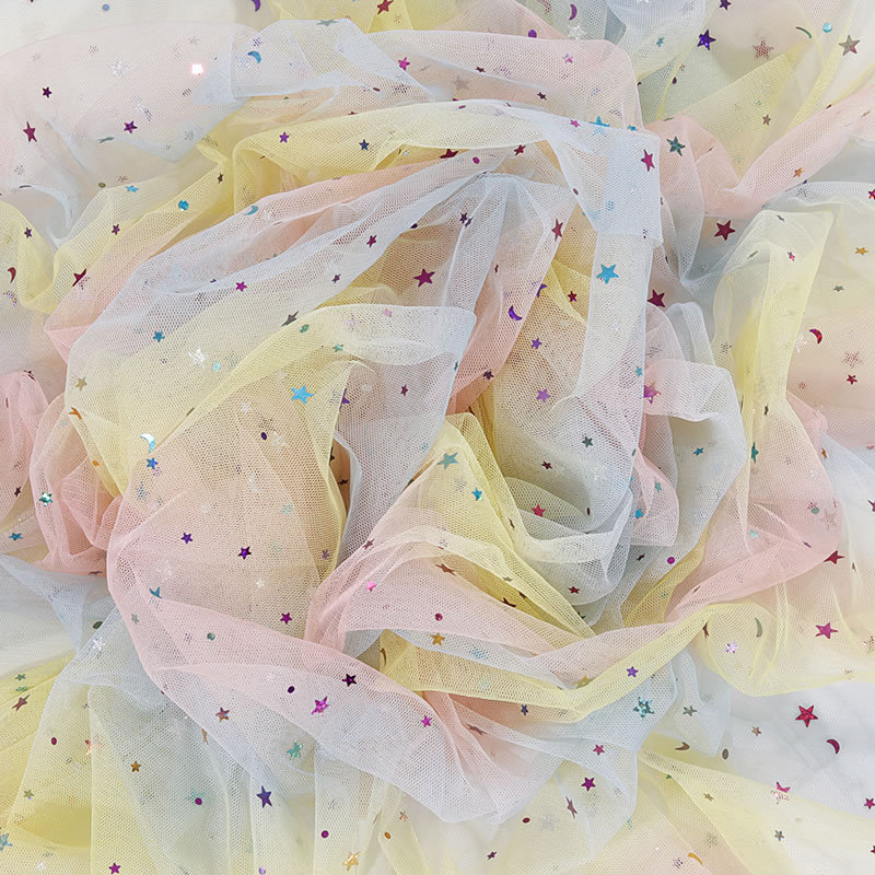 Picture of Scattered Tulle Yarn American Mesh Star Mesh Gauze Love Sequin Bronzing Fabric Mesh Sequin Fabric