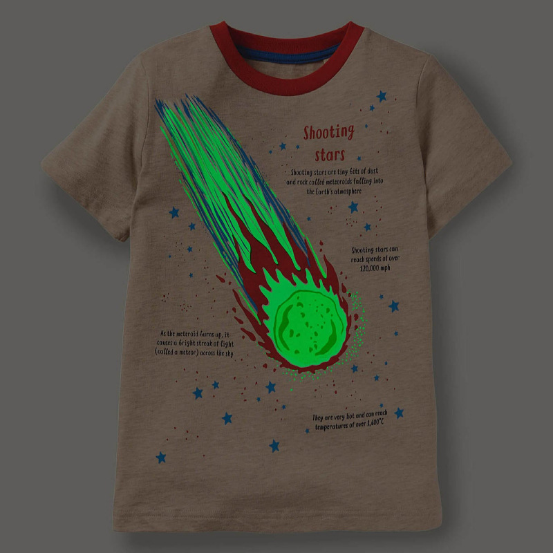 Picture of 2025 Spring and Summer New Style Luminous Planet Return New Short Sleeve Tops Children's T-Shirts Factory Wholesale