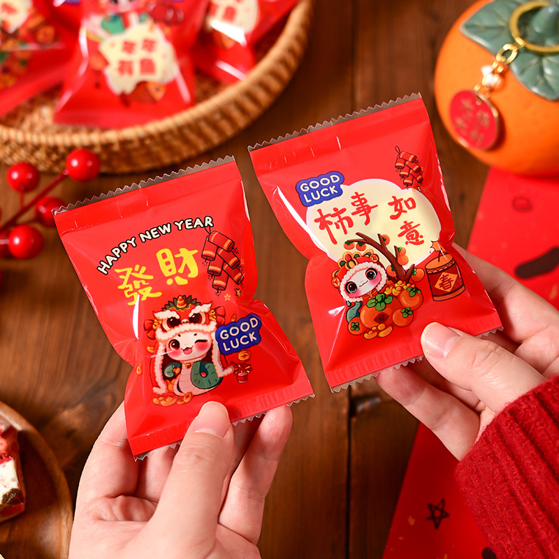 New Year Snowflake Crisp Packaging Bag Festive Cookie Cookie Bag Baking Nougat Machine Sealed Bag Candy Paper Bag Wholesale