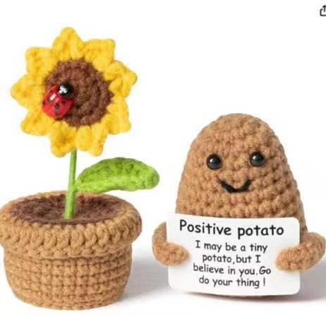 Picture of Cross-Border hand-woven wool potato sunflower pot suit funny facial expression bag doll car pendant