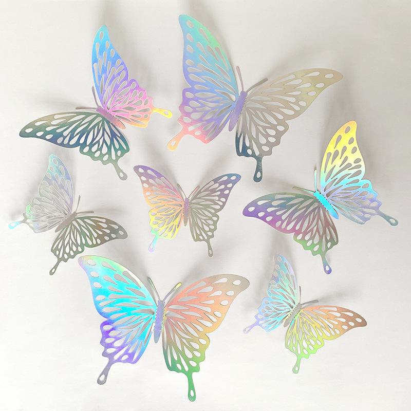 12-Piece Set of Hollow Butterfly Wall Stickers, 3D Three-Dimensional Festive Home Christmas Decoration Stickers, Three-Dimensional Decoration