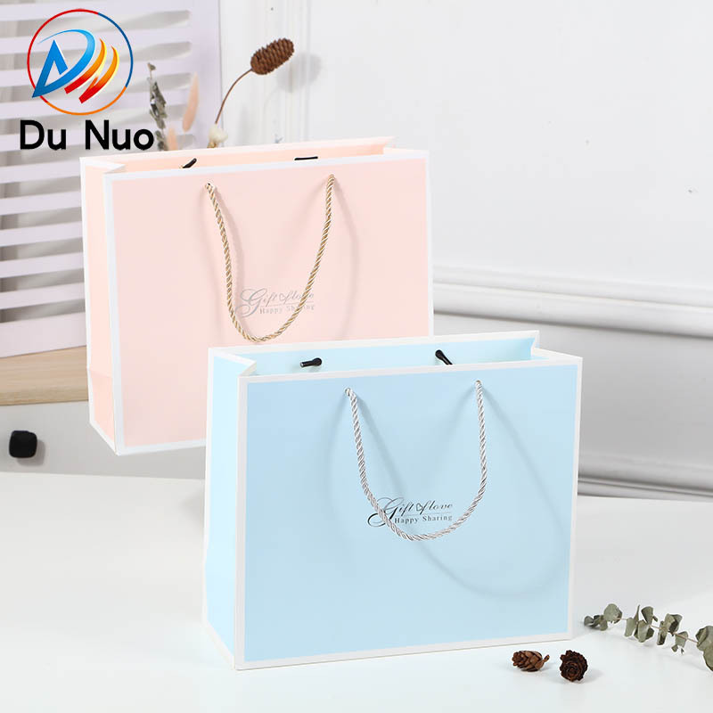 ins style large pink handbag gift bag gift bag clothing store shopping white cardboard bag bag wholesale