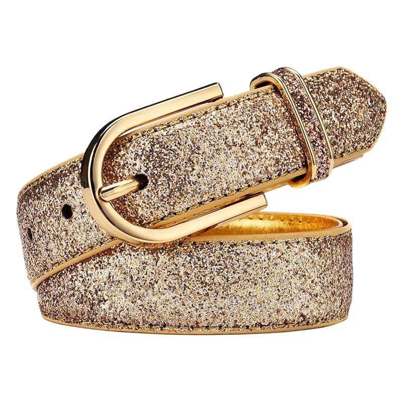 Factory Hot Sale New Fashion Women's Belt All-match Korean Style Gold Faux Leather Decorative PU Leather Women's Belt Trendy