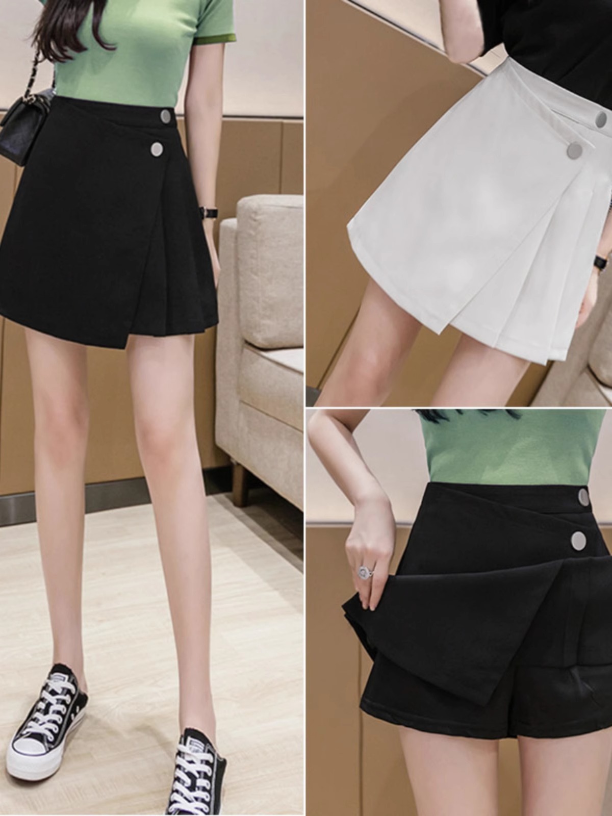 2024 Spring New Design Sense Culottes Women's High Waist Slimming Wide Leg Pants Fashionable Korean Style Small A- Shapes