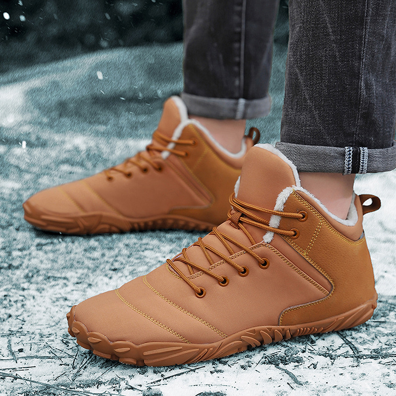 New Cross-border Couple Non-slip fleece-lined Hiking Shoes Men's Hiking Shoes Snow Boots Five-finger Cotton Shoes Men's Wear-resistant Casual Shoes
