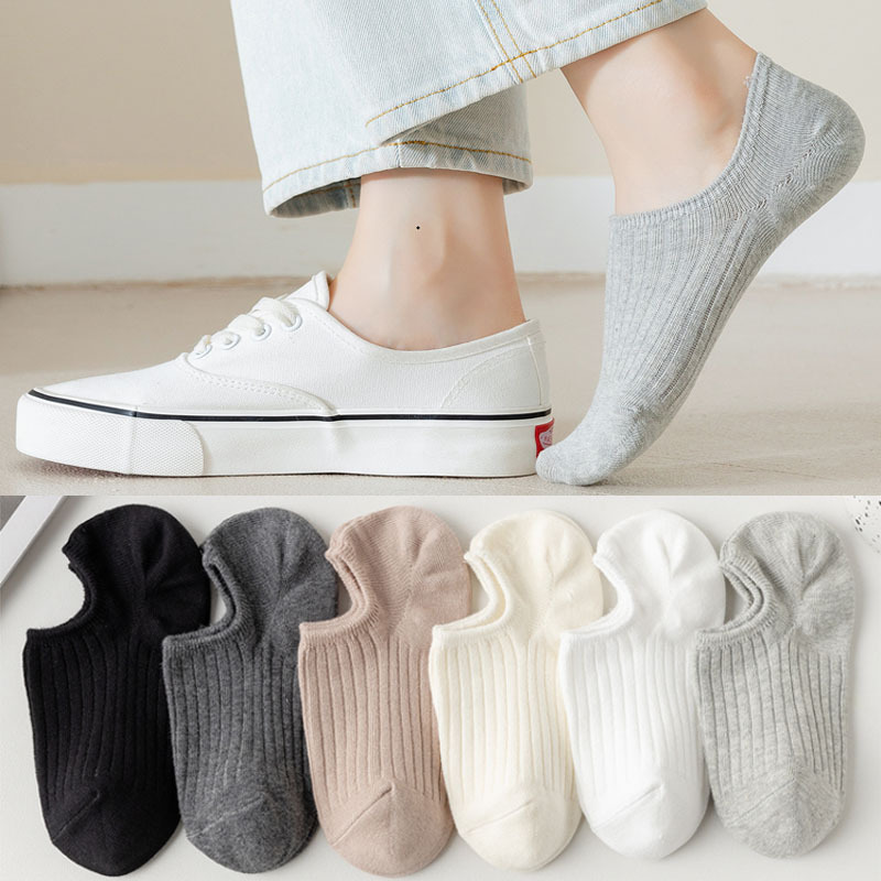 Socks Women's Boat Socks Short Spring & Fall Summer Thin Pure Color Shallow Socks Non-Slip Non-Falling Invisible Socks