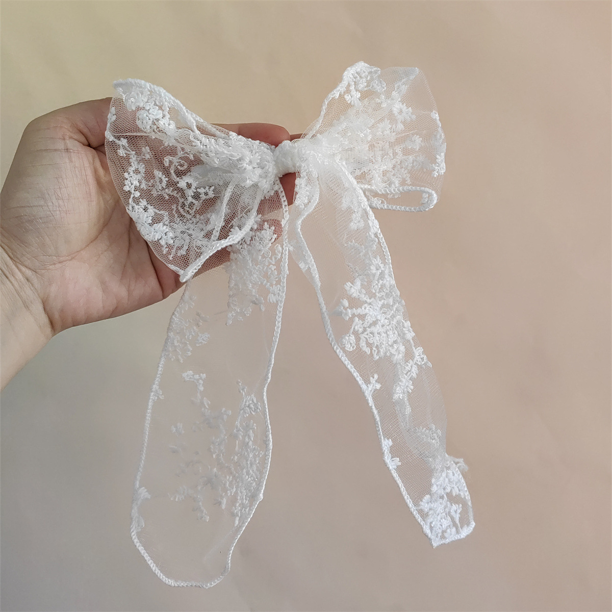 Picture of Super Fairy Lace Bow Hairpin Hairrope Sweet Temperament Top Clip Hairpin Hair Accessories Headdress Spring Clip