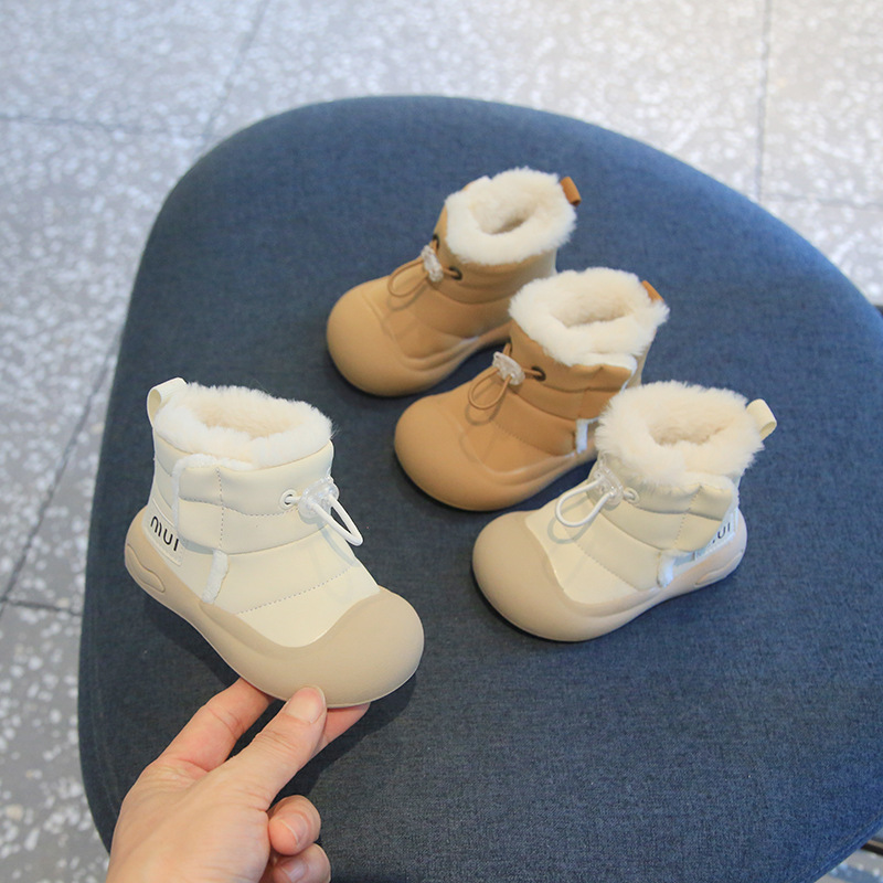 Autumn and Winter Children's fleece-lined Cotton Shoes Children's Warm and Comfortable Bag Heel Winter Outer Wear Snow Cotton Boots Baby Toddler Shoes