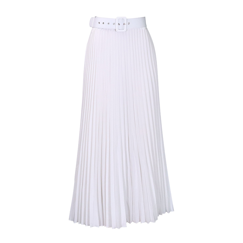 Picture of D293P with belt European and American women's clothing new high waist large skirt mid-length pleated temperament drape foreign trade skirt