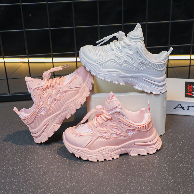 Girls Sports Shoes Children's Fashion Casual Shoes 2024 Spring and Autumn New Boys White Shoes Mesh Breathable Torre Shoes