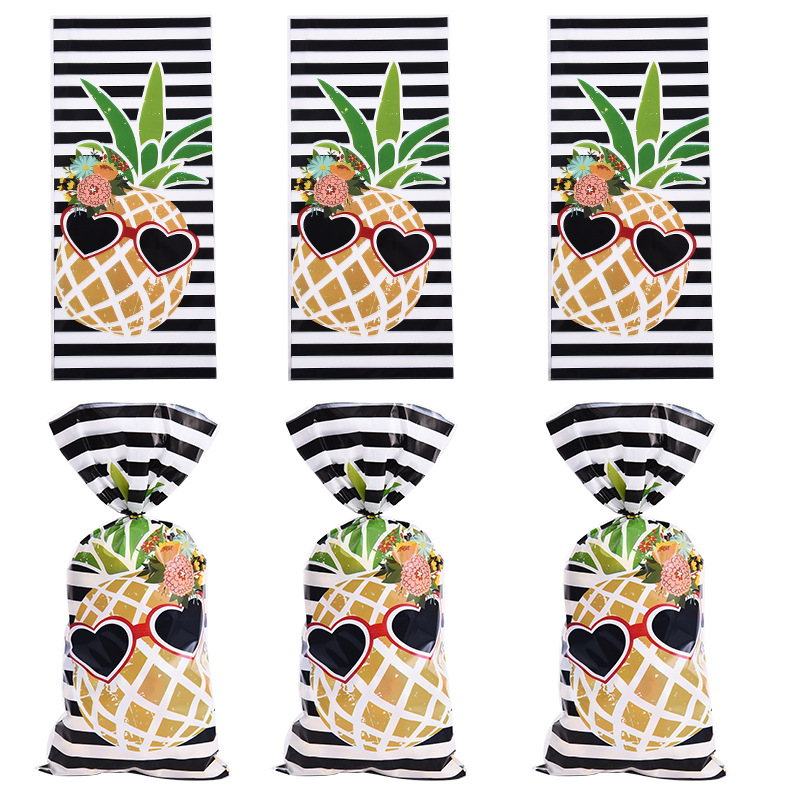 Pineapple striped print opp flat pocket jewelry packaging bag baking bread tie pocket candy gift plastic bag